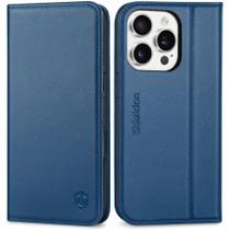 Capa de Couro Genuíno SHIELDON para iPhone 16 Pro 5G - Azul