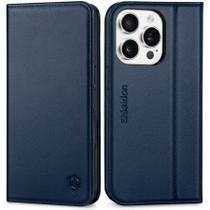 Capa de Couro Genuíno SHIELDON para iPhone 16 Pro 5G - Azul Capa de Couro Genuíno SHIELDON para iPhone 16 Pro 5G - Azul