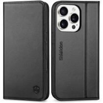 Capa de Couro Genuíno SHIELDON para iPhone 16 Pro (6.3") - Preta