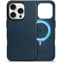 Capa de Couro Genuíno SHIELDON para iPhone 16 Pro (6.7") - Azul Marinho