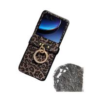 Capa De Couro Leopardo Texturizada Para Moto Razr 50 60 Ultra 2025 2024 Com Fivela De Anel Revestida