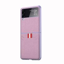 Capa de couro liso com compartimento para cartão para Samsung z Flip3 Lavender