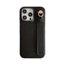 Capa De Couro Luxuosa Com Padrão Lichee E Pulseira Para Iphone 15 14 13 12 11 Pro Max Fashion Cover