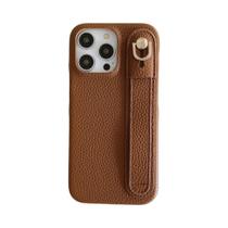 Capa De Couro Luxuosa Com Padrão Lichee E Pulseira Para Iphone 15 14 13 12 11 Pro Max Fashion Cover