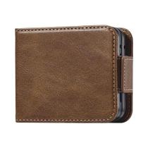 Capa De Couro Luxuosa Para Samsung Galaxy Z Flip 7 6 5 4 3 Com Porta Cartões Bloqueio RFID