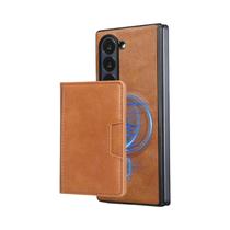 Capa De Couro Luxuosa Para Samsung Galaxy Z Fold Com Suporte Magnético Para Cartões, Carregamento
