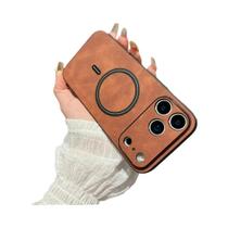 Capa De Couro Magnética Air Para iPhone 17 pro Max Com Mag-Safe E Proteção Antichoque Para Câmera