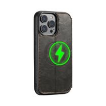 Capa De Couro Magsafe Para iPhone 12 13 14 15 16 17 pro Max Plus, Capa Flip Carteira Para Homens Com