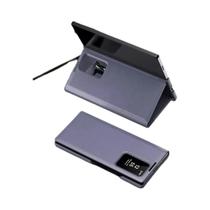 Capa De Couro Minimalista Com Suporte Para Cartões E Display Transparente Para Samsung Galaxy S25