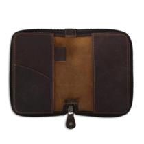 Capa de Couro para Caderno CestAntiQ com Zíper Marrom 3,5x5,5"