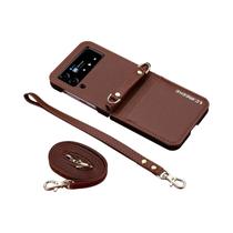 Capa De Couro Para Carteira Transversal Para Samsung Galaxy Z Flip 7 FE 6 5 4 3 5G Flip6 Flip7 Com