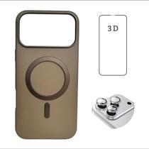 Capa de Couro Para iPhone 17 Pro e 17 Pro Max + Película de Vidro