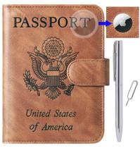 Capa de Couro para Passaporte com Bloqueio RFID - Porta-Passaportes Wallet