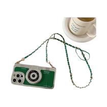 Capa De Couro Para Telefone Com Câmera Retrô Para iPhone 14 16 15 13 12 11 pro Max Com Cordão