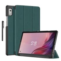 Capa de couro proteçao + caneta para Lenovo M9 2020 9" Pol. Cor da capa:Verde Escuro