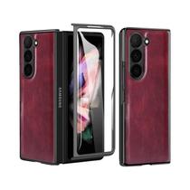 Capa De Couro PU Para Samsung Galaxy Z Fold 3 4 5 6 Com Vidro Temperado VIETAO Crazy Horse Plain - NONE