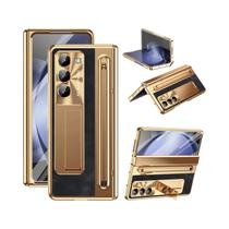 Capa De Couro PU Para Samsung Galaxy Z Fold 7 6 5 4 3 Fold6 Fold5 Com Suporte Para Caneta E Película - NONE