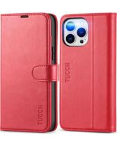 Capa de Couro Vermelho tipo Carteira TUCCH para iPhone 13 Pro Max