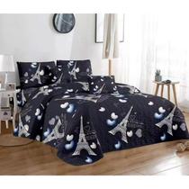 Capa de edredão Great House Market Paris Blue Plush 2 lugares