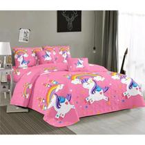 Capa de edredão Summer Plaza e meio unicórnio rosa 180x230cm Capa de edredão Summer Plaza e meio unicórnio rosa 180x230cm