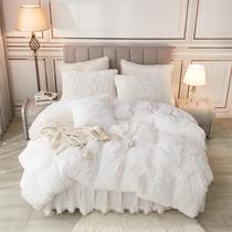 Capa de edredom annadaif White Fluffy Faux Fur Velvet King