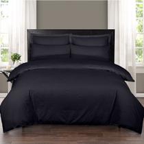 Capa de Edredom Avulsa Casal 400 Fios Microfibra Zíper - Duvet (Preto)