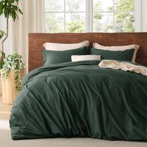 Capa de edredom Bedsure 100% algodão lavado Queen Size verde floresta
