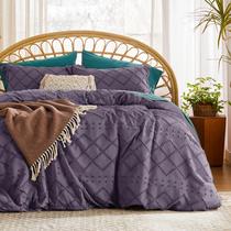 Capa de edredom Bedsure Boho King Size com 2 fronhas, roxa acinzentada Capa de edredom Bedsure Boho King Size com 2 fronhas, roxa acinzentada