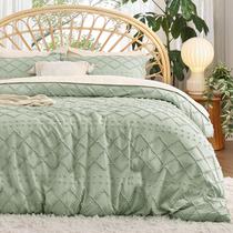 Capa de edredom Bedsure Boho King Size com 2 fronhas verde sálvia Capa de edredom Bedsure Boho King Size com 2 fronhas verde sálvia