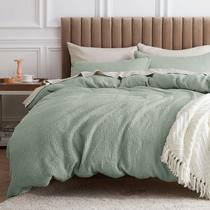 Capa de edredom Bedsure Cotton Waffle Weave Sage Green King Capa de edredom Bedsure Cotton Waffle Weave Sage Green King