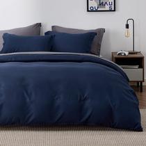 Capa de edredom Bedsure King Size Soft Double Brushed azul marinho