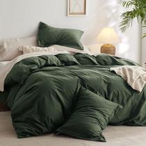 Capa de Edredom Bedsure Queen 100% Algodão Lavado - Verde Oliva