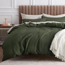 Capa de Edredom Bedsure Queen - Algodão Waffle Verde Oliva