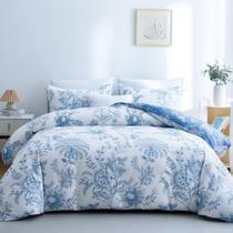 Capa de edredom BOLINLIVING Floral Queen Size com 2 fronhas Capa de edredom BOLINLIVING Floral Queen Size com 2 fronhas