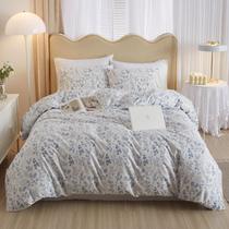 Capa de edredom HighBuy Coquette Twin Size branca com azul floral