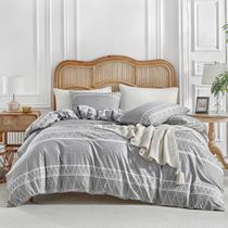 Capa de edredom Lekesky Grey Queen Size com 2 fronhas Capa de edredom Lekesky Grey Queen Size com 2 fronhas