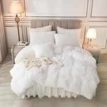 Capa de edredon annadaif Plush White Faux Fur Velvet Queen Capa de edredon annadaif Plush White Faux Fur Velvet Queen