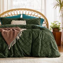 Capa de edredon Bedsure Boho Queen Size verde escuro com 2 capas