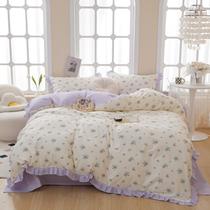 Capa de edredon LifeTB Lace Floral Queen Cotton Purple Flower