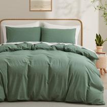 Capa de edredon LOVQUE 100% algodão lavado queen size verde menta