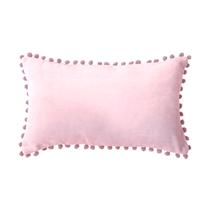 Capa de enchimento retangular rosa com design de pompom 50x30 cm Capa de enchimento retangular rosa com design de pompom 50x30 cm
