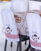 Capa De Encosto Para Cadeira de Aço Redonda Kit 04 Peças Estampas Divertidas