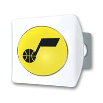 Capa de engate FANMATS NBA Utah Jazz branca com logotipo 3D cromado