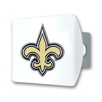 Capa de engate FANMATS NFL New Orleans Saints branca com logotipo 3D