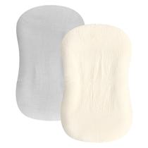 Capa de espreguiçadeira Hooyax, pacote com 2 unidades, 100% algodão musselina, cinza, creme Capa de espreguiçadeira Hooyax, pacote com 2 unidades, 100% algodão musselina, cinza, creme