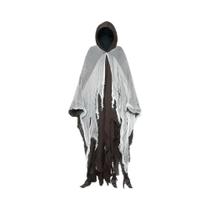 Capa De Esqueleto Realista Para Halloween Com Capuz, Acessório De Fantasia Assustador Em Preto,