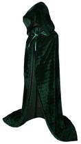 Capa de fantasia VGLOOK, veludo com capuz, extra longa, 160 cm, verde
