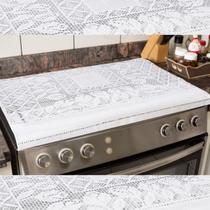 Capa de Fogão de Cozinha 5 e 6 Bocas 0,75x0,60cm Renda Floral Branca - Decoração e Proteção Capa de Fogão de Cozinha 5 e 6 Bocas 0,75x0,60cm Renda Floral Branca - Decoração e Proteção