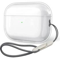 Capa De Fone De Ouvido Tpu Macio Transparente Com Cordão Para Airpods Pro 2 3 4 1a Geração