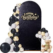 Capa de Fundo em Arco Eternal Beauty - Cetim com Paetês - Preto (2x2m)